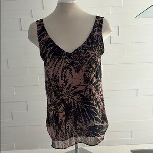 M Women's Sleeveless Top tropical pattern pink, shade of green and, black